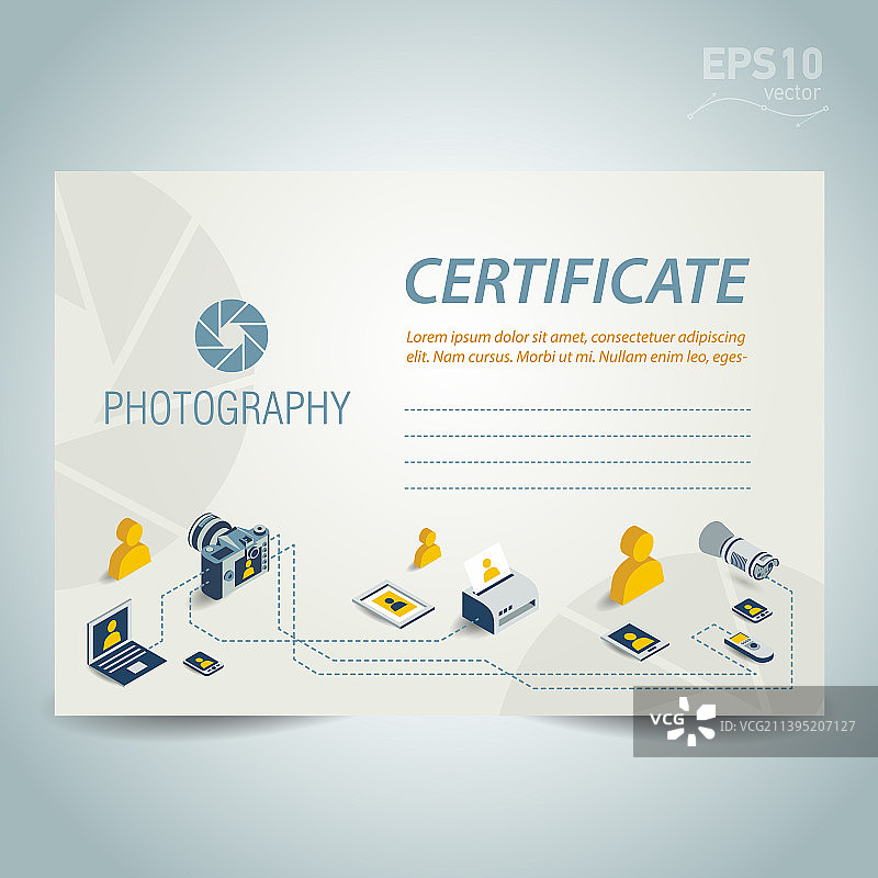摄影证书模板设计图片素材