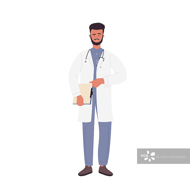 站立的络腮胡医生男人图片素材