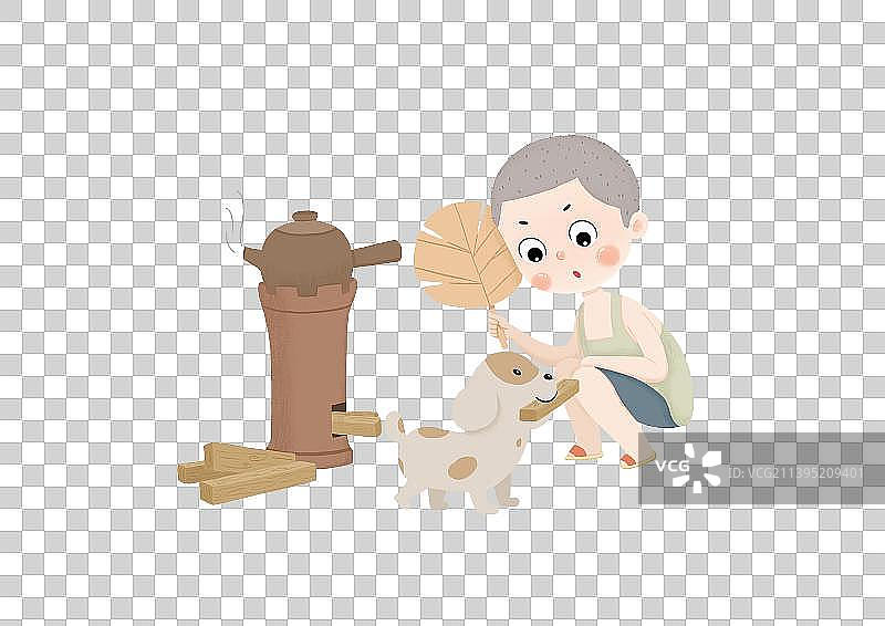 煲凉茶的小男孩图片素材