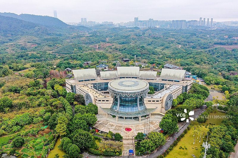 航拍广西民族博物馆 广西民族村 南宁旅游目的地图片素材
