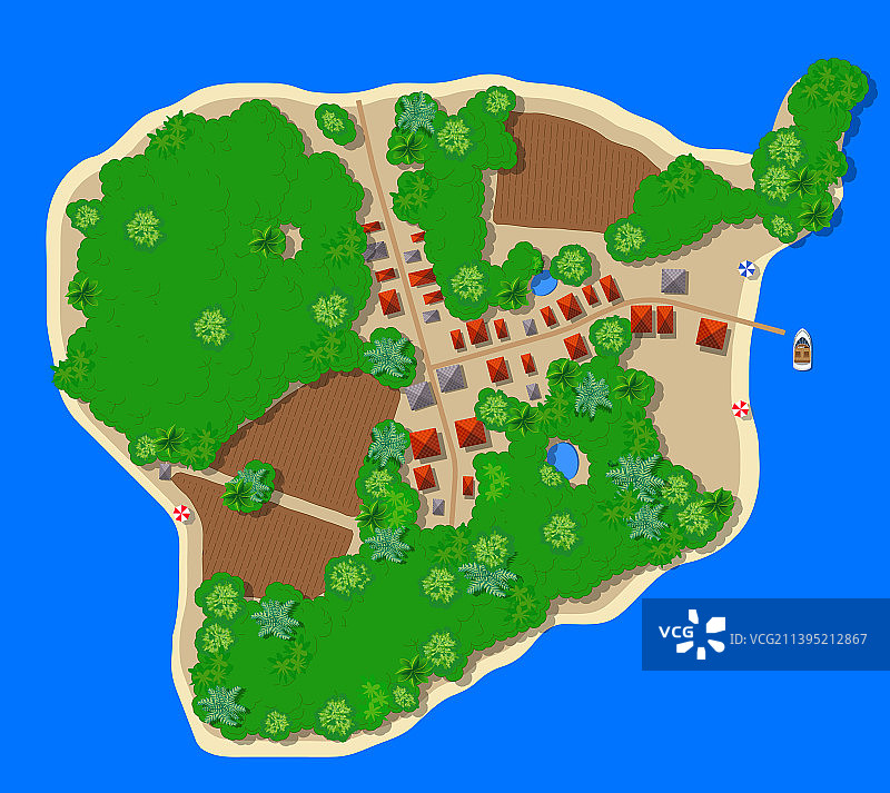 风景优美的海岛天堂俯视图图片素材