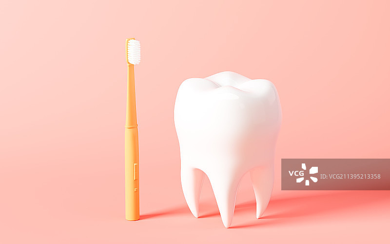 牙刷与牙齿模型3D渲染图片素材