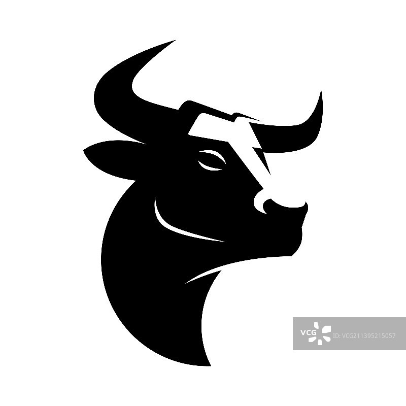 黑色优雅头牛牛水牛标志设计图片素材