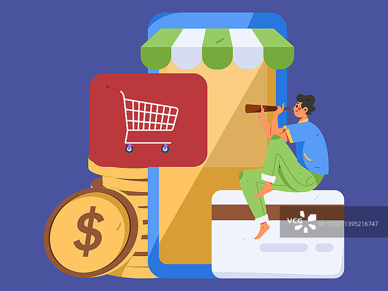 网络支付安全人物扁平矢量概念运营插画图片素材