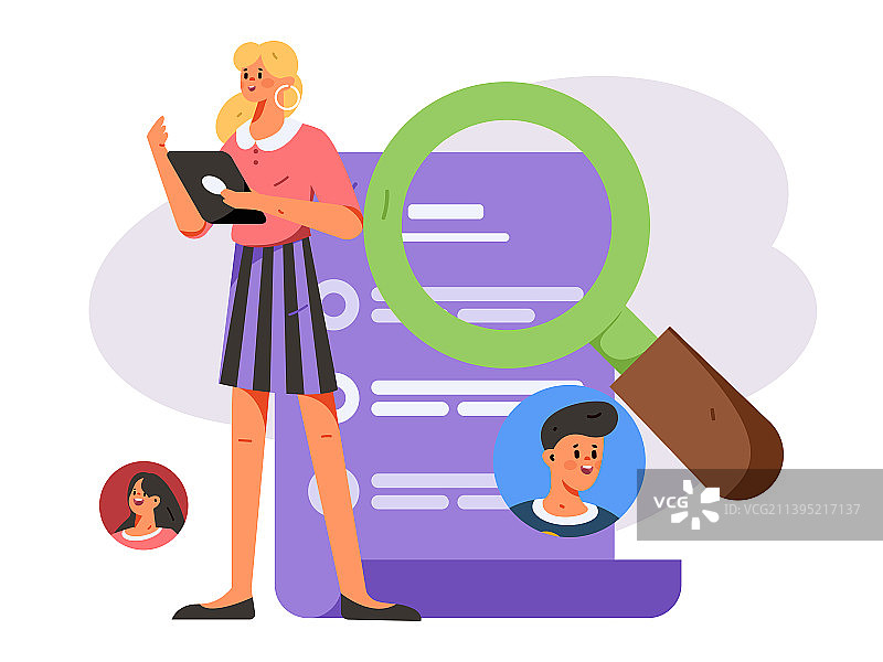 求职面试的人员扁平矢量概念运营插画图片素材