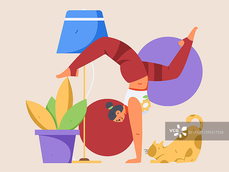 练习瑜伽身心健康扁平矢量概念运营插画图片素材