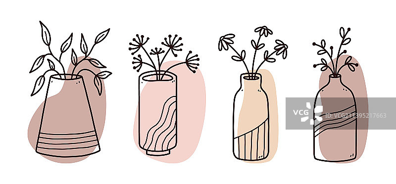 抽象有机形状花卉涂鸦合集图片素材