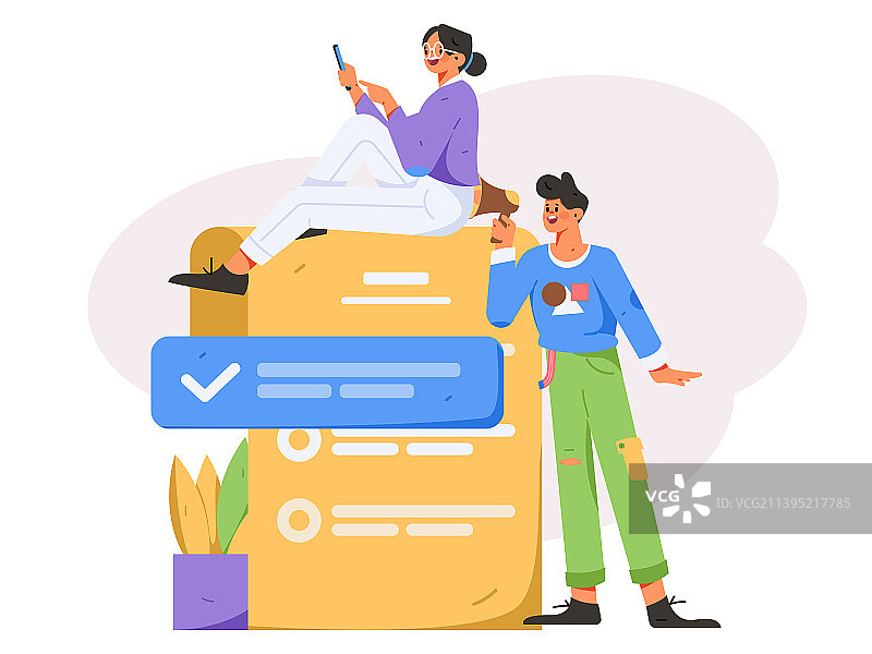 邀请好友进行测评调查扁平矢量概念运营插画图片素材