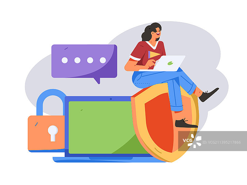 网络安全安全人物扁平矢量概念运营插画图片素材