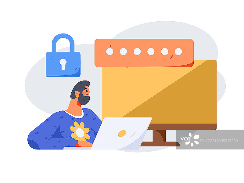 网络安全安全人物扁平矢量概念运营插画图片素材