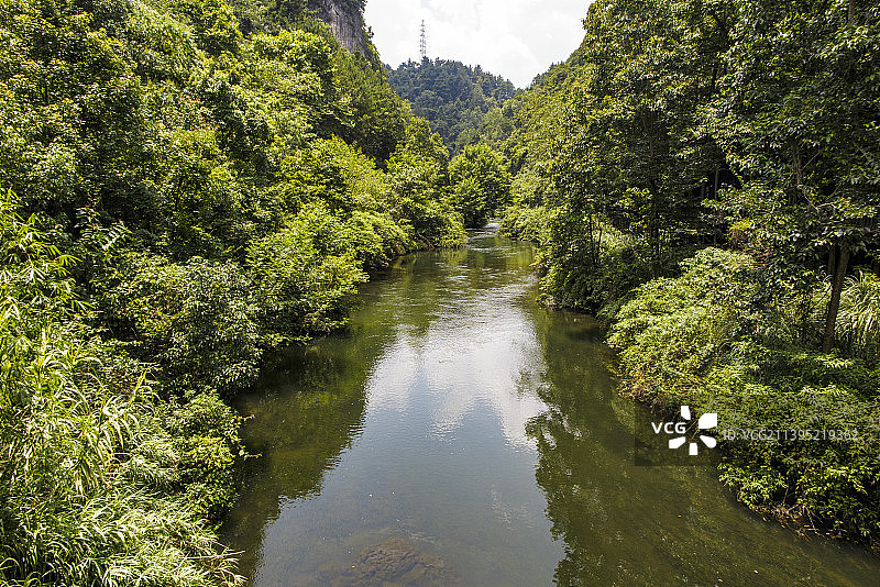 中国贵州贵阳小车河城市湿地公园、贵阳市南郊公园的夏日风光图片素材