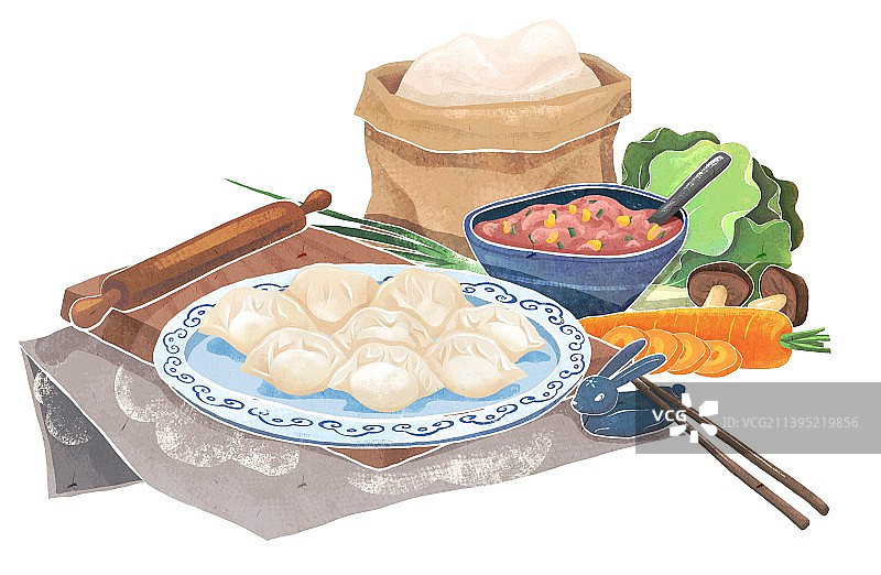 12月包饺子图片素材