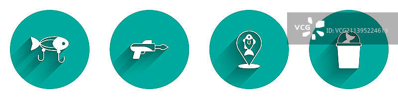 鱼饵鱼叉位置和渔具图片素材