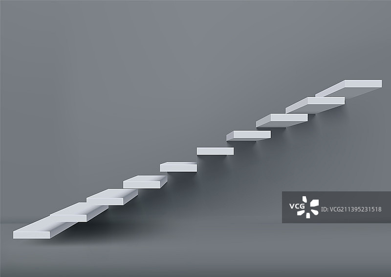 逼真白色向上透明楼梯图片素材