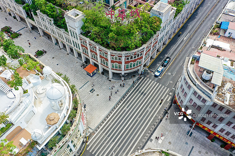 航拍福建厦门中山路步行街 城市商业地标骑楼街图片素材