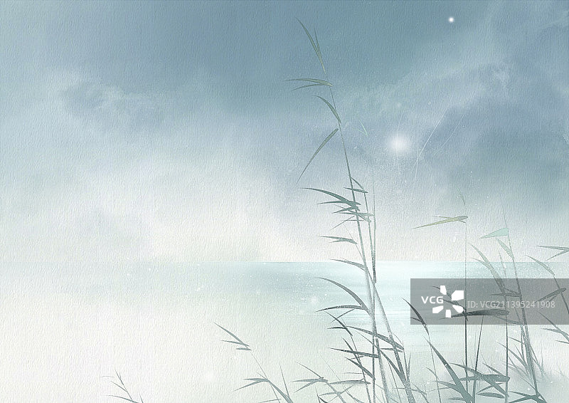 安静氛围清新插画图片素材