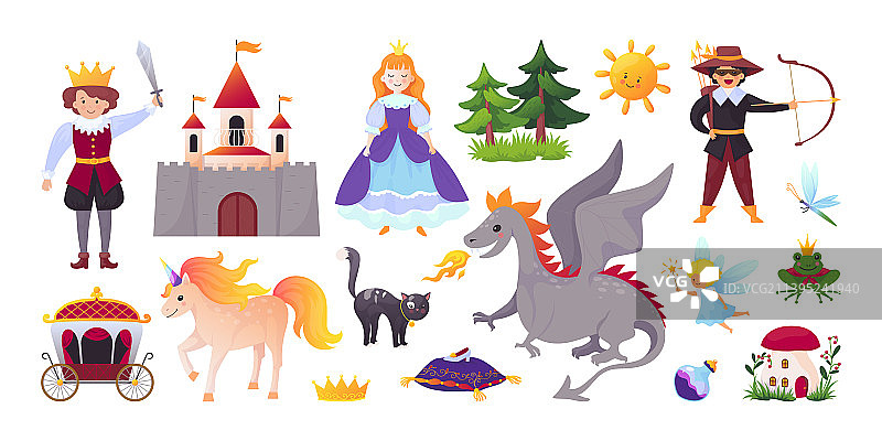 卡通国王和王后的童话故事角色图片素材