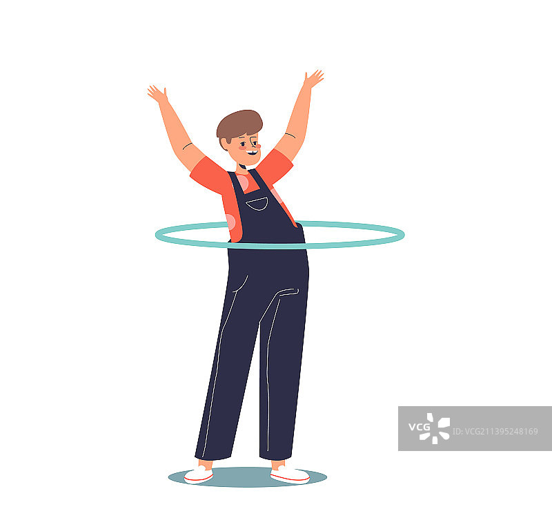 快乐可爱男孩玩呼啦圈图片素材