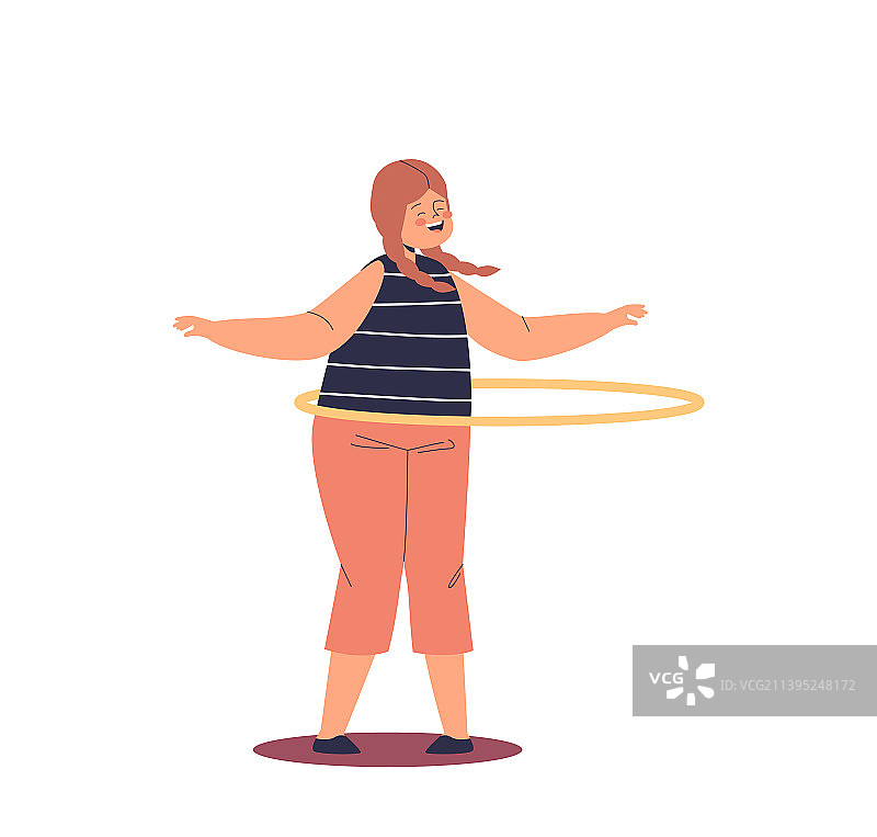 快乐的女学生在腰间转呼啦圈图片素材