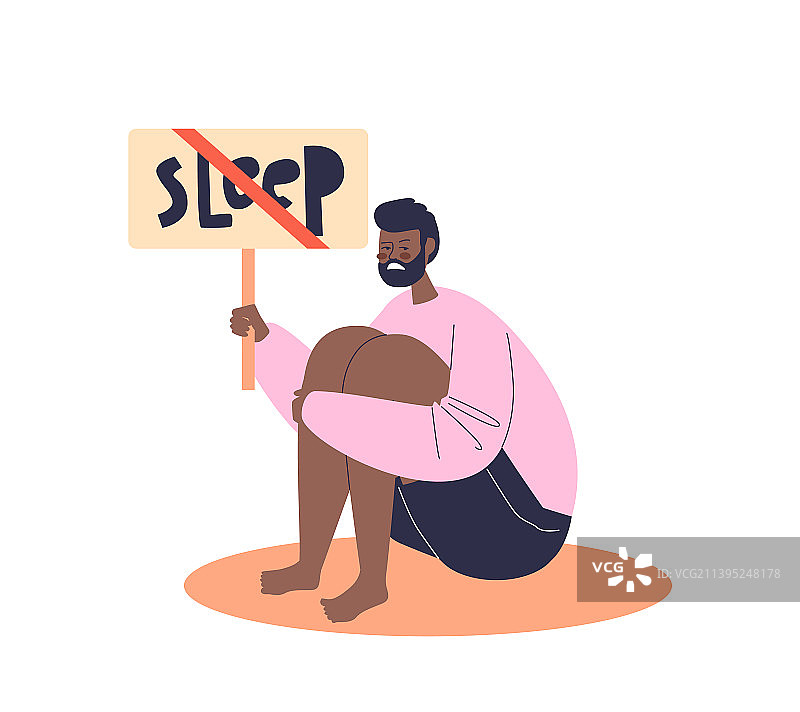 失眠导致不快乐沮丧的男人图片素材