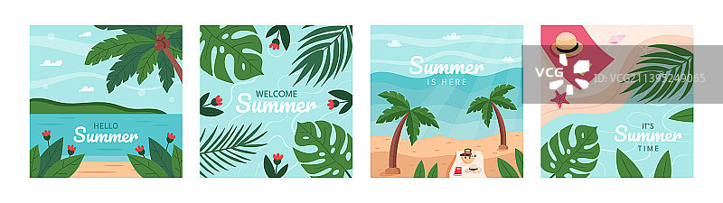 社交媒体夏季模板图片素材