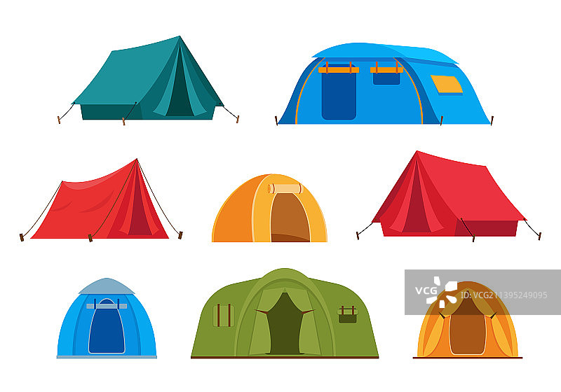 白色背景上隔离的旅游露营帐篷图片素材