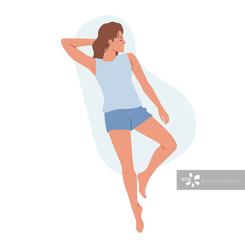 仰卧睡姿的女性角色图片素材