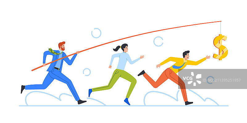 商人和女商人追逐美元图片素材