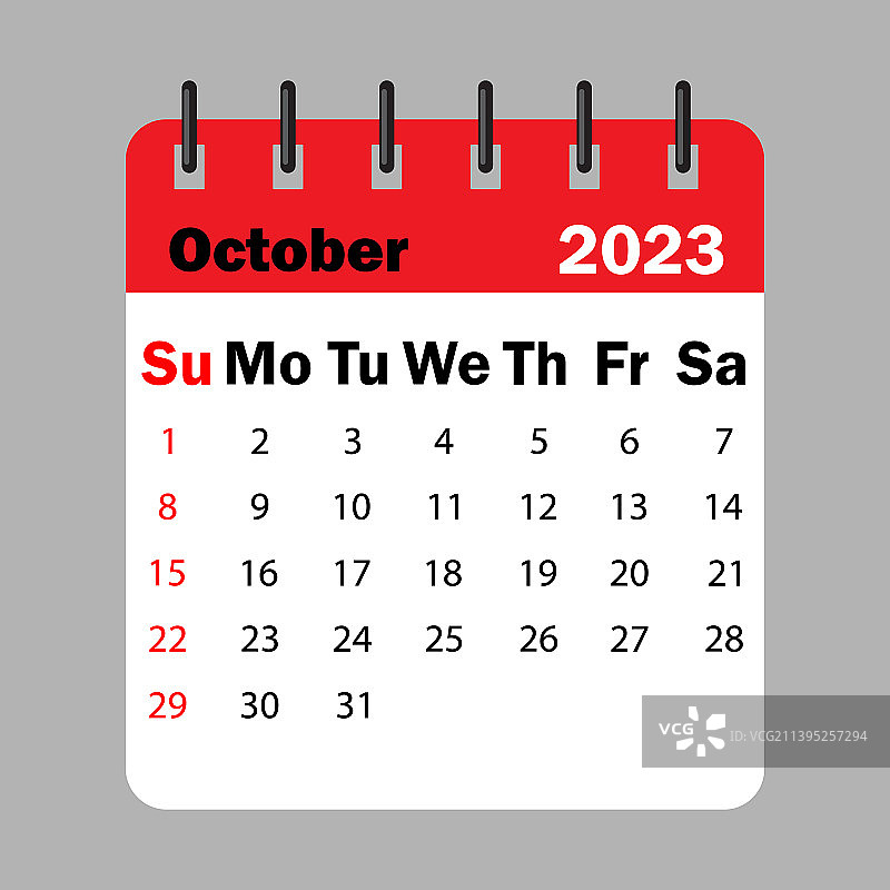 2023年10月红色螺旋日历图片素材