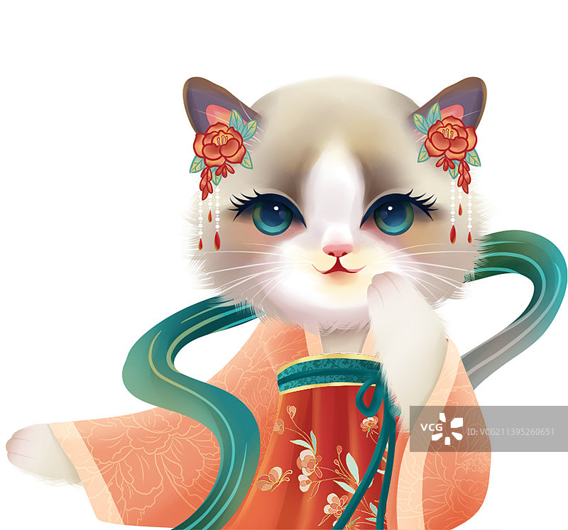 汉服小猫咪图片素材