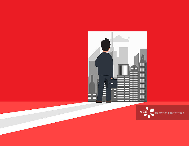 商务男人站立看城市风景图片素材