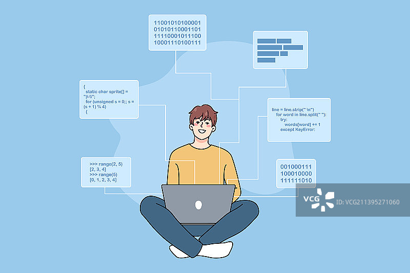 微笑的软件工程师编写代码图片素材