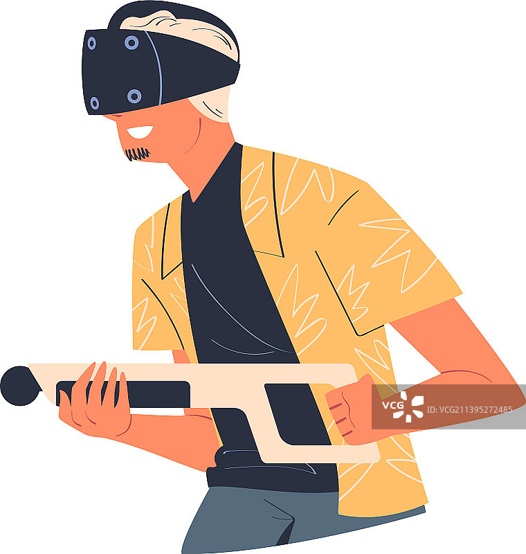 戴VR眼镜射击的男人图片素材