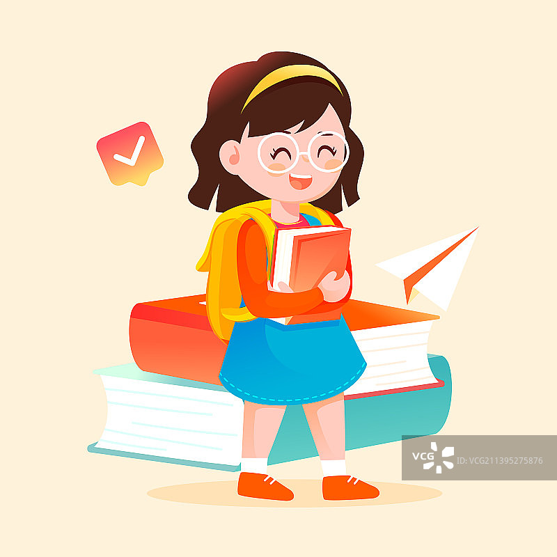 开学季学生上学学习教师节儿童学校教育插画图片素材