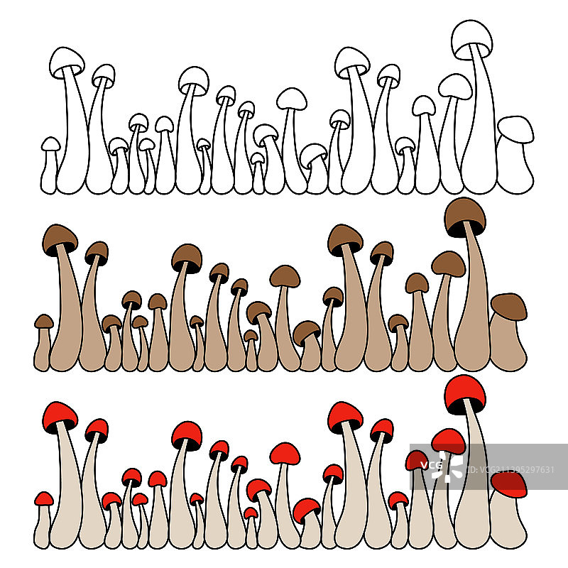 白色背景上的蘑菇边框图片素材
