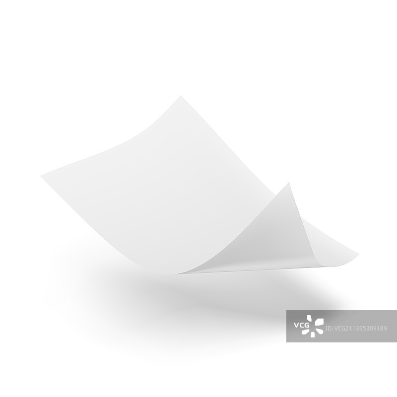 3D飞行A4纸，带卷曲角图片素材