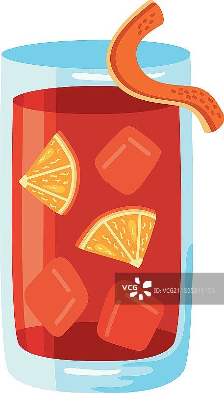 玻璃杯中的内格罗尼鸡尾酒图片素材