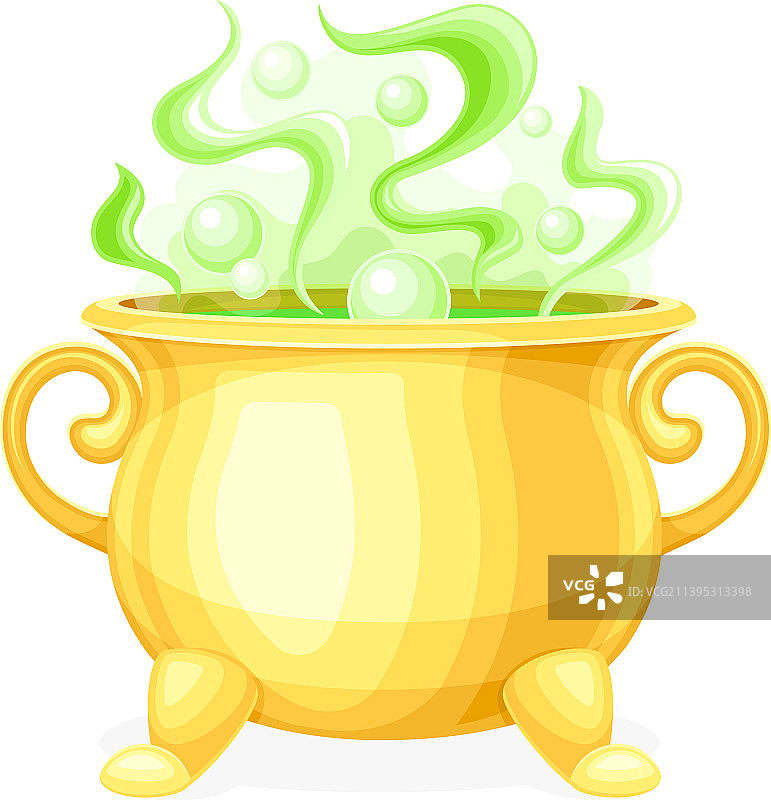 女巫用黄色大锅煮沸毒药图片素材