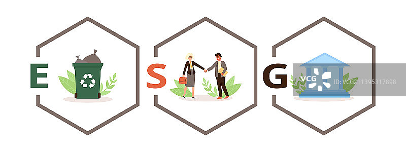 ESG或可持续商业道德扁平设计图片素材