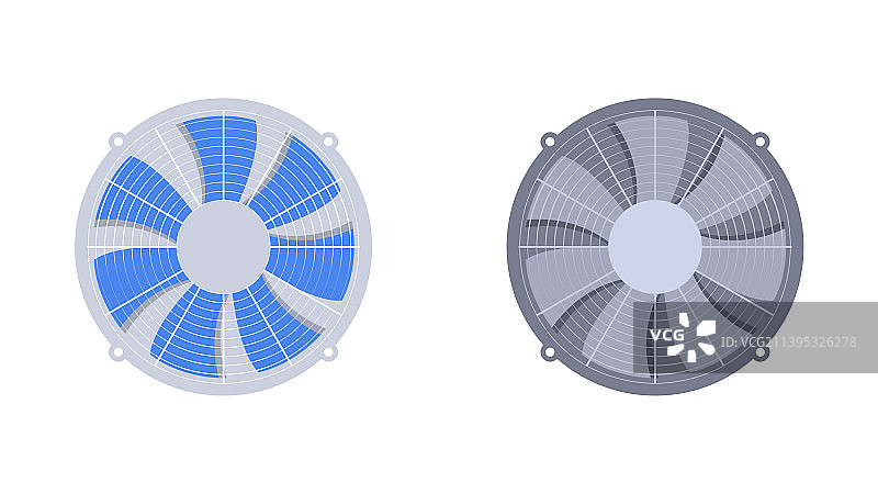 白色背景上的工业电风扇或通风设备图片素材
