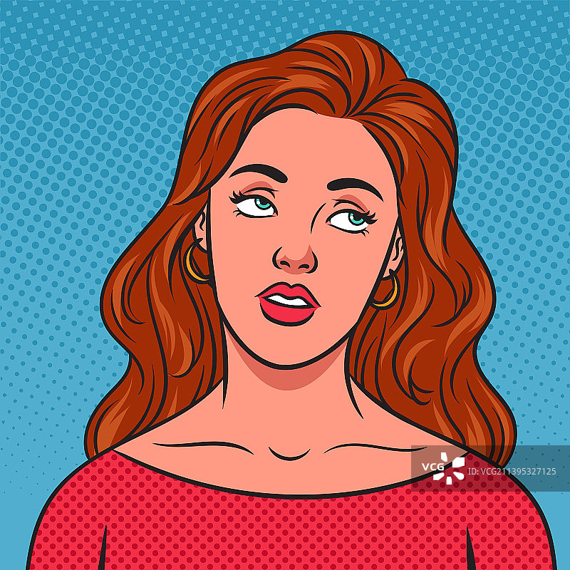 翻白眼的女孩漫画波普艺术图片素材