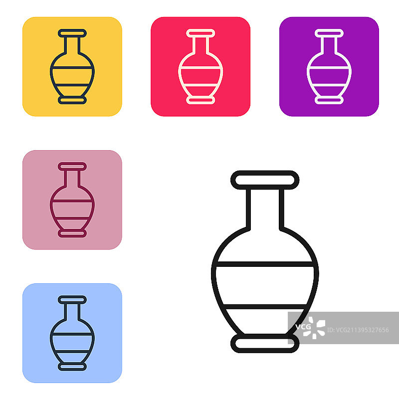 白色背景上的黑色古代双耳瓶图标图片素材