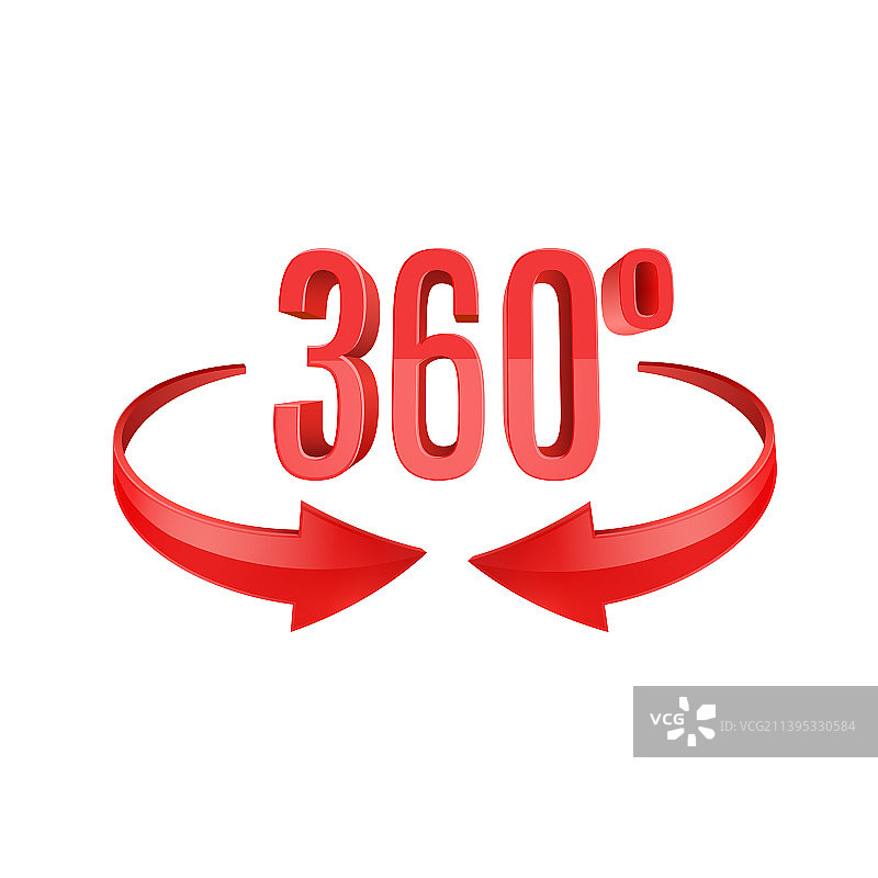 红色光面3D箭头360度旋转图标图片素材