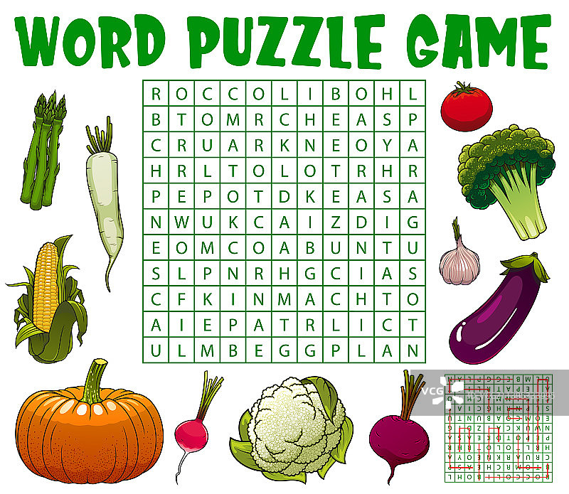 卡通生蔬菜单词搜索益智游戏图片素材