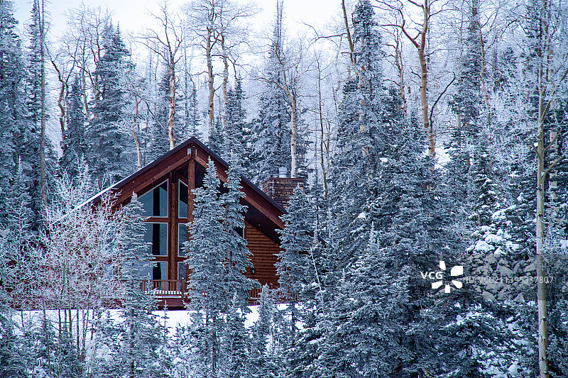 银装素裹，犹他州帕克城滑雪胜地(Park City ski Resort,Utah  U.S）图片素材