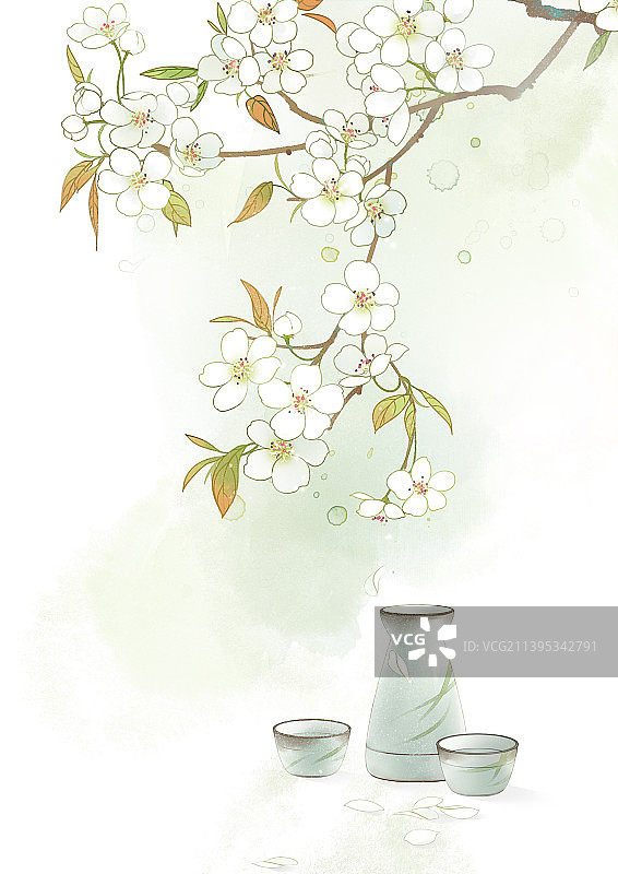 诗酒书画中国风插画图片素材