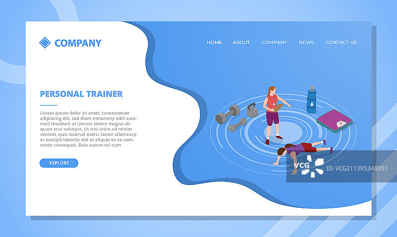 用于网站模板的PT私人教练概念图片素材