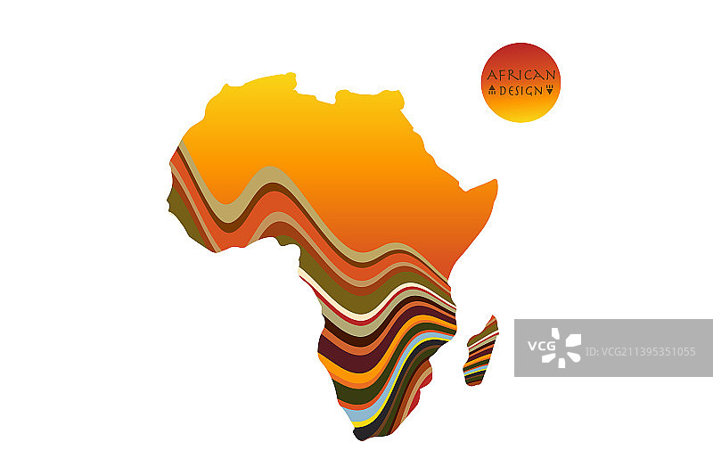 带有民族日落景观的非洲图案地图图片素材
