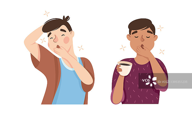 想睡觉的男人打着哈欠图片素材