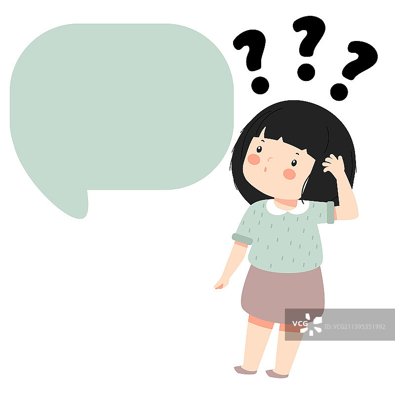 带有问号的可爱小女孩图片素材